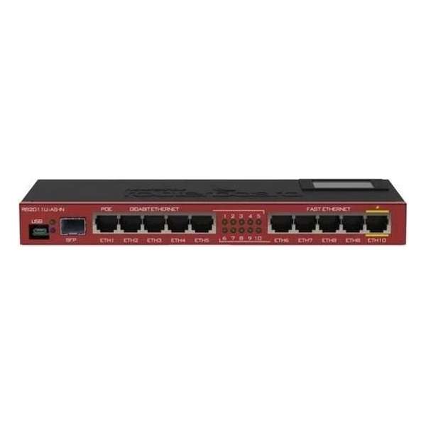 Mikrotik RB2011IL-IN Gigabit Ethernet (10/100/1000) Power over Ethernet (PoE) Rood netwerk-switch