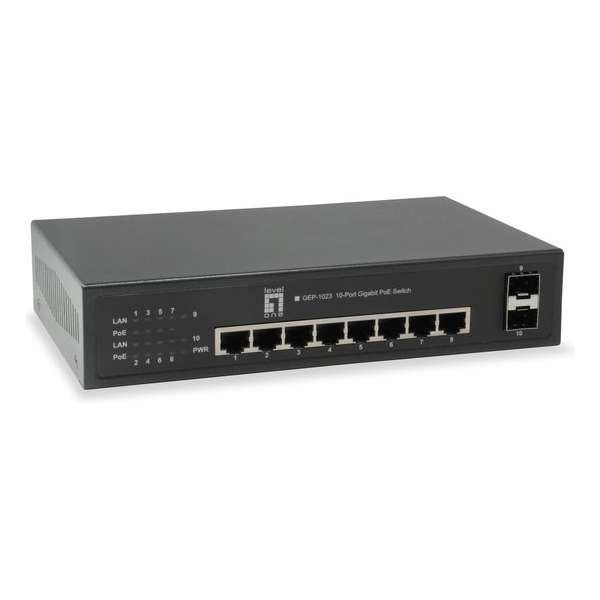 LevelOne GEP-1023W65 netwerk-switch Gigabit Ethernet (10/100/1000) Zwart Power over Ethernet (PoE)