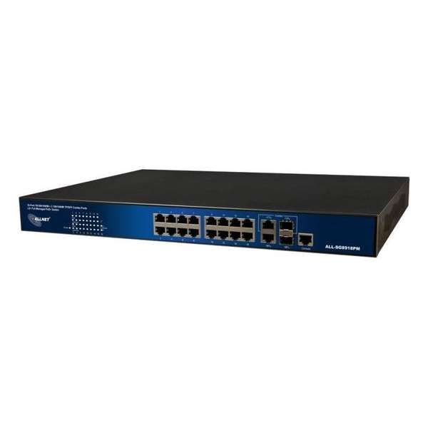 ALLNET ALL-SG8918PM netwerk-switch Managed L2 Gigabit Ethernet (10/100/1000) Zwart 1U Power over Ethernet (PoE)