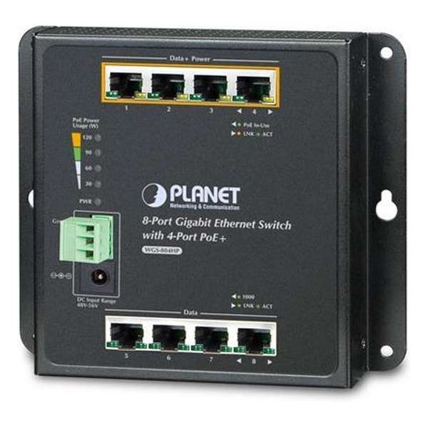 Planet WGS-804HP netwerk-switch Unmanaged L2 Gigabit Ethernet (10/100/1000) Zwart Power over Ethernet (PoE)