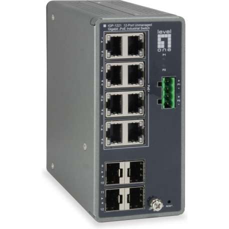 LevelOne IGP-1221 Gigabit Ethernet (10/100/1000) Grijs Power over Ethernet (PoE)