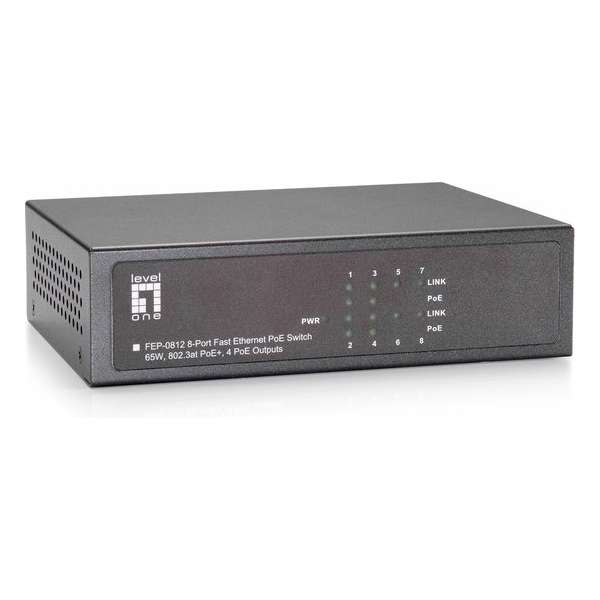 LevelOne FEP-0812W90 Fast Ethernet (10/100) Grijs Power over Ethernet (PoE)