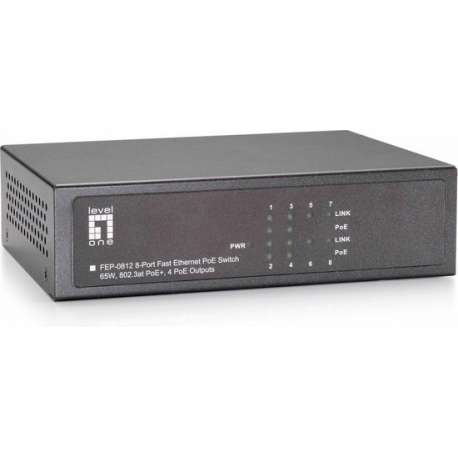 LevelOne FEP-0812W90 Fast Ethernet (10/100) Grijs Power over Ethernet (PoE)