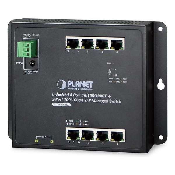 Planet WGS-4215-8P2S netwerk-switch Managed Gigabit Ethernet (10/100/1000) Zwart Power over Ethernet (PoE)