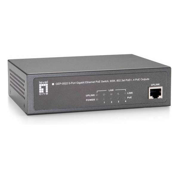 LevelOne GEP-0522 Gigabit Ethernet (10/100/1000) Grijs Power over Ethernet (PoE)