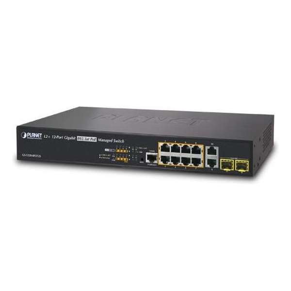 Planet GS-5220-8P2T2S netwerk-switch Managed L2+ Gigabit Ethernet (10/100/1000) Zwart 1U Power over Ethernet (PoE)