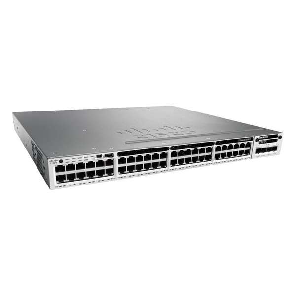 Cisco Catalyst WS-C3850-48T-L netwerk-switch Managed Zwart, Grijs