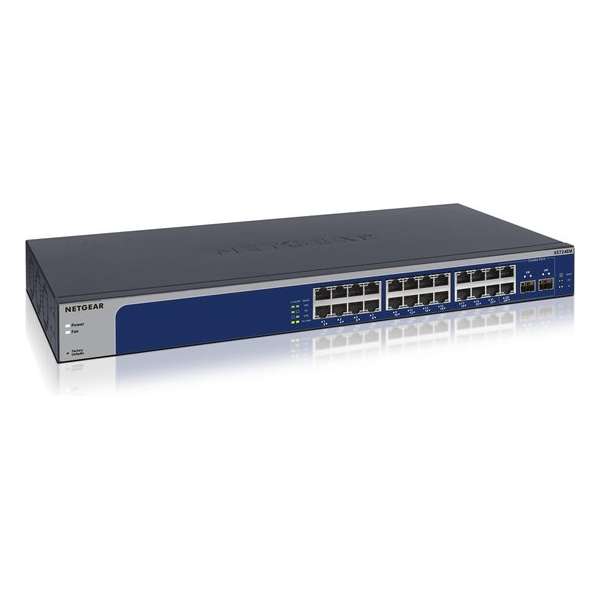 Netgear XS724EM Managed L2 10G Ethernet (100/1000/10000) Blauw, Grijs 1U