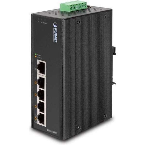 Planet ISW-504PT netwerk-switch Unmanaged L2 Fast Ethernet (10/100) Zwart Power over Ethernet (PoE)