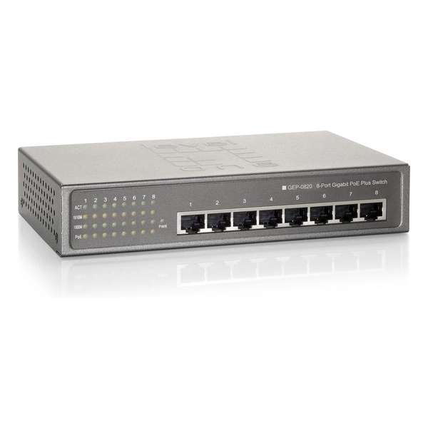 LevelOne GEP-0820W120 Gigabit Ethernet (10/100/1000) Grijs Power over Ethernet (PoE)