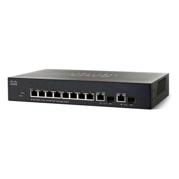 Cisco SF350-08 Managed L2/L3 Fast Ethernet (10/100) Zwart