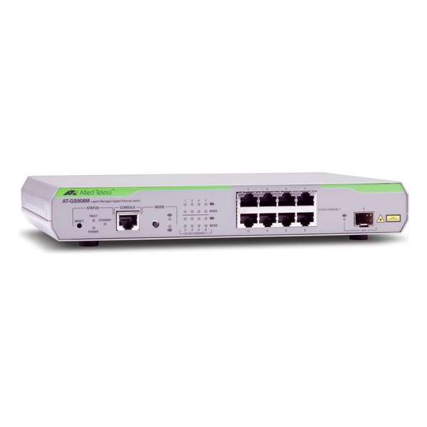 Allied Telesis AT-GS908M-50 Managed L2 Gigabit Ethernet (10/100/1000) Zilver