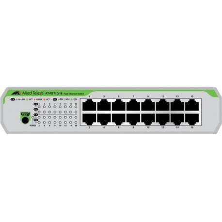 Allied Telesis AT-FS710/16-50 Unmanaged Fast Ethernet (10/100) Groen, Grijs 1U