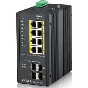 Zyxel RGS200-12P Managed L2 Gigabit Ethernet (10/100/1000) Zwart Power over Ethernet (PoE)