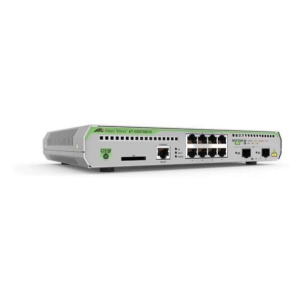 Allied Telesis AT-GS970M/10PS-50 Managed L3 Gigabit Ethernet (10/100/1000) Zwart, Grijs 1U Power over Ethernet (PoE)