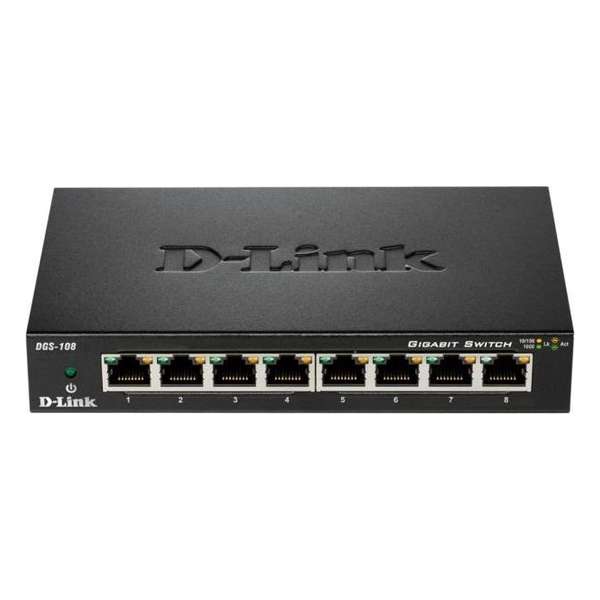 D-Link DGS-108 2 Pack Onbeheerde netwerkswitch L2 Gigabit Ethernet (10/100/1000) Zwart