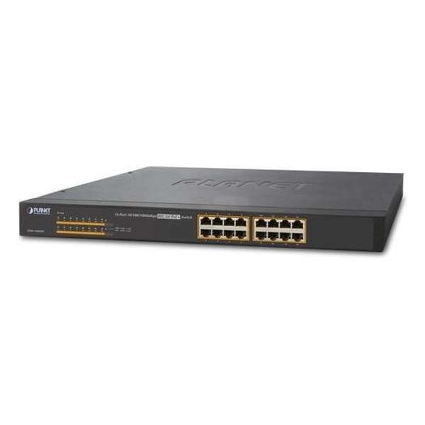 Planet GSW-1600HP netwerk-switch Unmanaged L2 Gigabit Ethernet (10/100/1000) Zwart 1U Power over Ethernet (PoE)