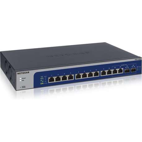 Netgear XS512EM Managed L2 10G Ethernet (100/1000/10000) Blauw, Grijs 1U