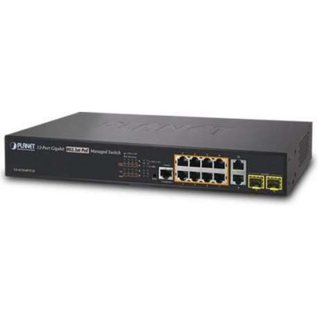 Planet GS-4210-8P2T2S netwerk-switch Managed Gigabit Ethernet (10/100/1000) Zwart 1U Power over Ethernet (PoE)