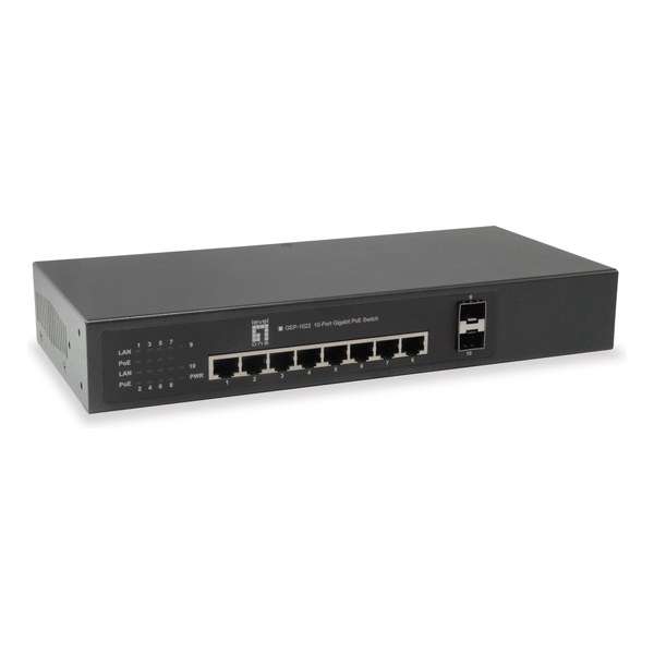 LevelOne GEP-1022W120 Gigabit Ethernet (10/100/1000) Zwart Power over Ethernet (PoE)