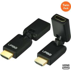 Urbo Multi-Pivot HDMI Koppelstuk, mannelijk naar vrouwelijk, vergulde connector 360 ° draaien - 2 stuks
