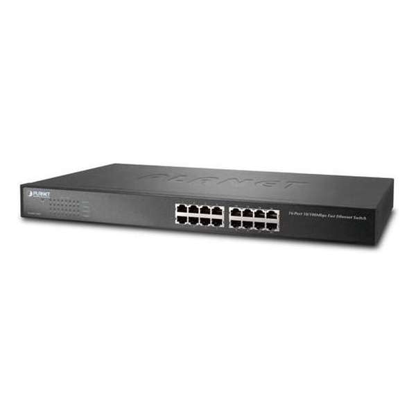 Planet FNSW-1601 netwerk-switch Unmanaged Fast Ethernet (10/100) Zwart 1U