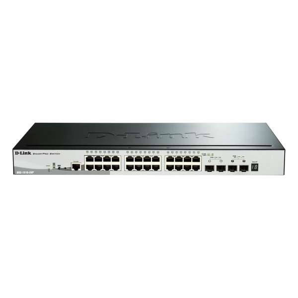 D-Link netwerk-411,416 POE, 28x10/100/1G, 2 x 10G SFP+, 2 x SFP SmartPro Stackable Switch