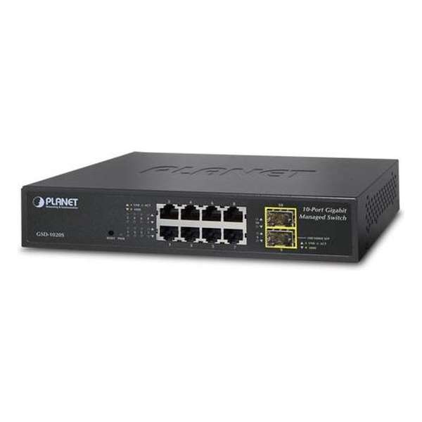 Planet GSD-1020S netwerk-switch Managed L2+ Gigabit Ethernet (10/100/1000) Zwart 1U