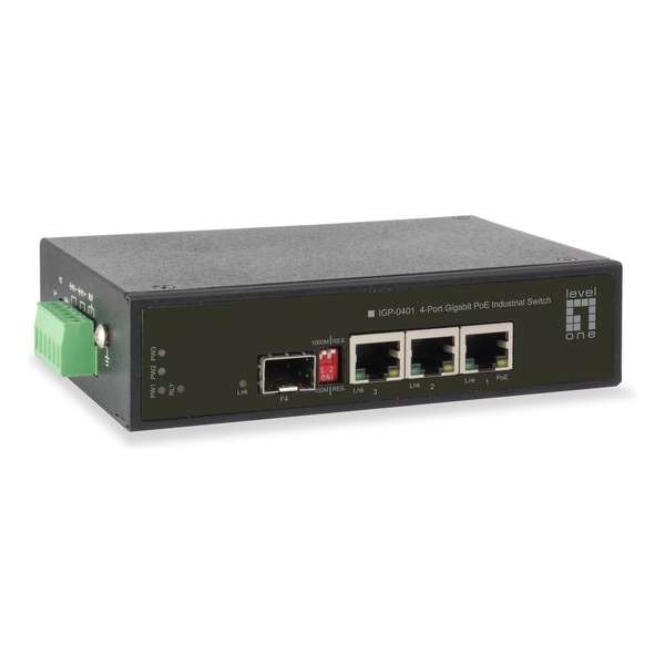 LevelOne IGP-0401 Gigabit Ethernet (10/100/1000) Zwart Power over Ethernet (PoE)