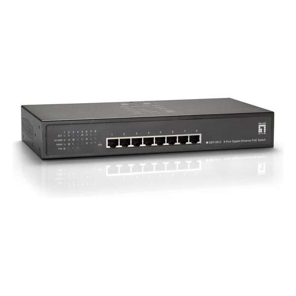 LevelOne GEP-0812W120 Gigabit Ethernet (10/100/1000) Grijs Power over Ethernet (PoE)