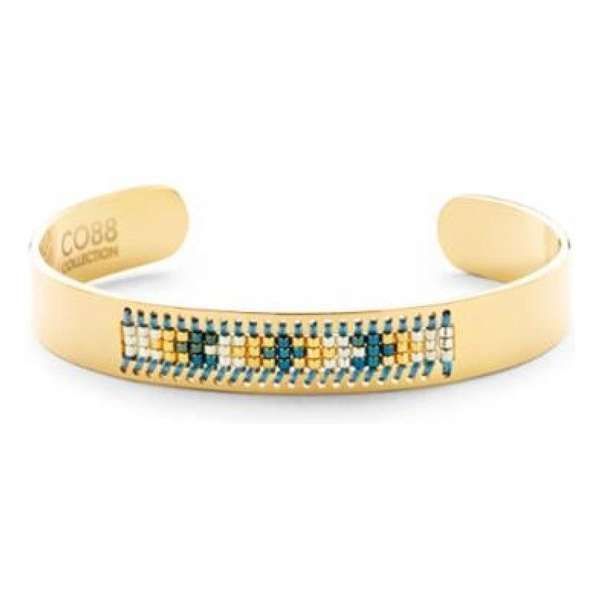 CO88 Collection Serenity 8CB 90126 Stalen Open Bangle met Miyuki Beads - One-size (63x50x10 mm) - Goudkleurig