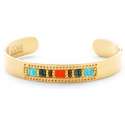 CO88 Collection Serenity 8CB 90128 Stalen Open Bangle met Miyuki Beads - One-size (63x50x10 mm) - Goudkleurig