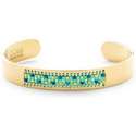 CO88 Collection Serenity 8CB 90127 Stalen Open Bangle met Miyuki Beads - One-size (63x50x10 mm) - Goudkleurig