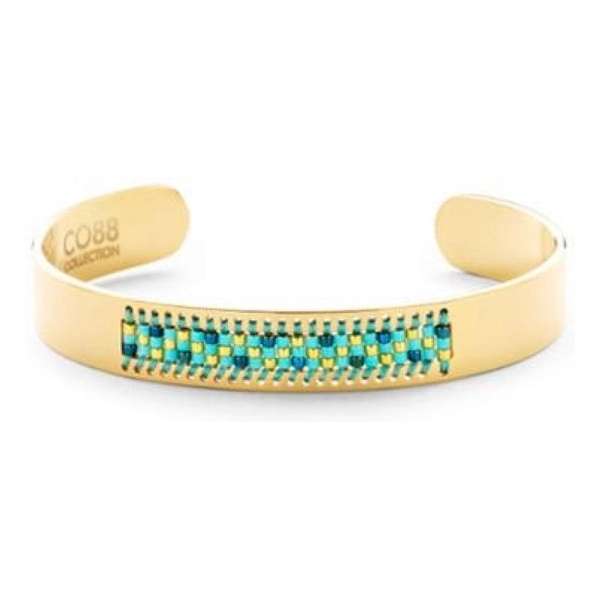 CO88 Collection Serenity 8CB 90127 Stalen Open Bangle met Miyuki Beads - One-size (63x50x10 mm) - Goudkleurig