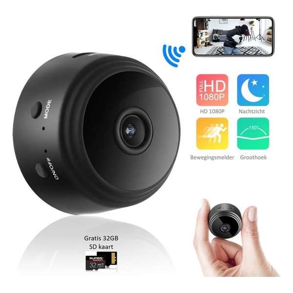 Camera | mini camera | beveiligingscamera | verborgen camera | wifi spy camera | 1080P incl. gratis SD kaart (32GB)