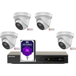 4x Hikvision DS-2CD2347G1-LU 4 megapixel ColorVu + recorder +  GRATIS 1tb harde schijf