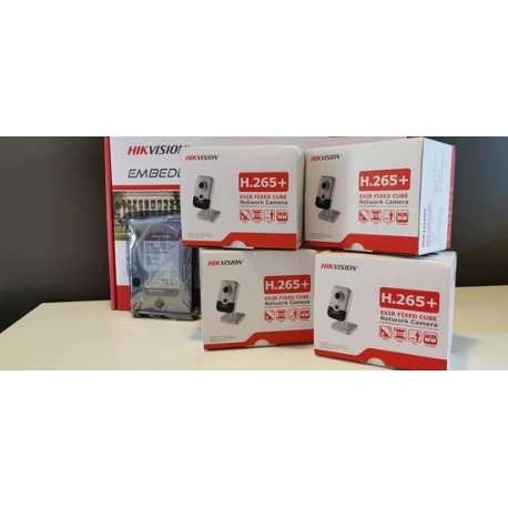 Hikvision set 4x 6mp WiFi/PoE binnencamera + recorder + 1TB Harde schijf