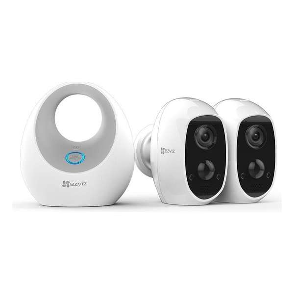 EZVIZ C3A 2pack - Draadloze IP-beveiligingscamera's met Basisstation -  Full-HD - Voor binnen en buiten - Wit