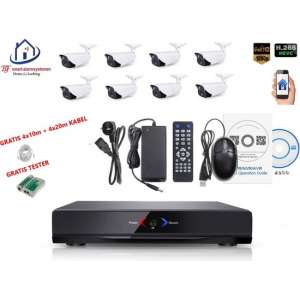 Home-Locking camerasysteem met NVR 2.0MP H265 POE en 8 buitencamera's 2.0MP CS-8-1410