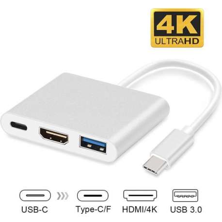 USB-C adapter voor Macbook met USB, HDMI, USB-C