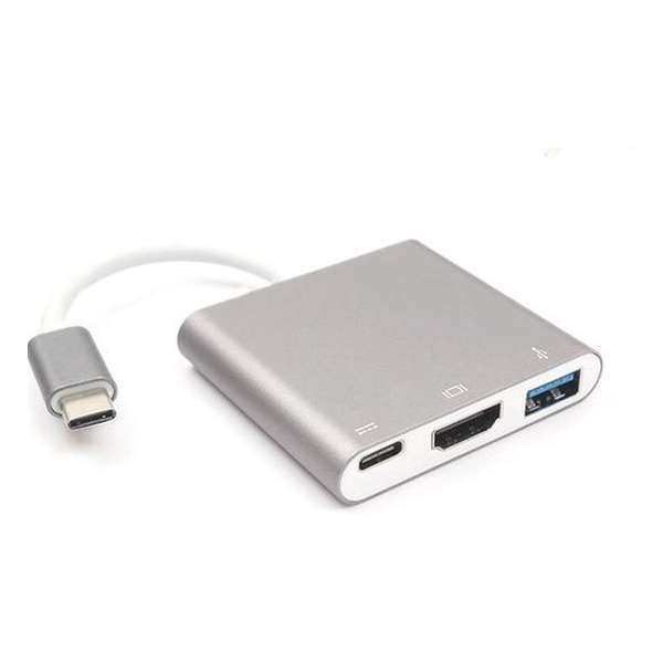 USB-C hub zilver met HDMI, USB 3.0 & USB-C