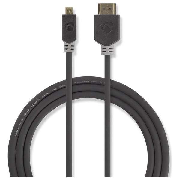 High Speed HDMIâ„¢-kabel met Ethernet | HDMIâ„¢-connector - HDMIâ„¢-micro-connector | 2,0 m | Antraciet