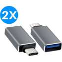 USB-C naar USB-A Adapter Converter - Opzetstuk - geschikt voor MacBook en andere USB-C apparaten - Universeel - Grijs - 2 stuks