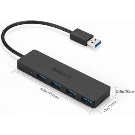 Anker 4-port Usb 3.0 Ultra Slim Data Hub Voor Macbook, Mac Pro / Mini, Imac