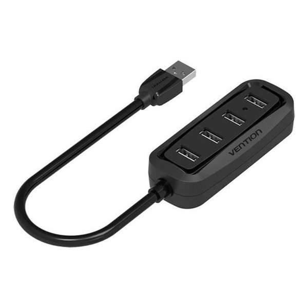 USB 2.0 Hub 4 poorten USB Splitter OTG Adapter - 1 Meter kabel - Zwart