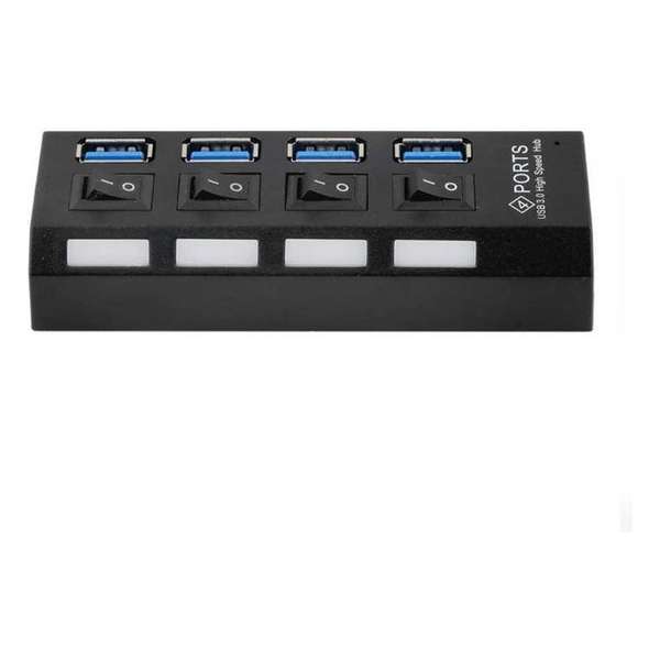 MMOBIEL High Speed 4 Ports 3.0 USB Hub - Multi Oplaadadapter - Aan/Uit Knop - Led Verlichting