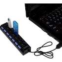 7 Poort Multi USB 2.0 Hub Splitter Zwart - Voor Laptop / Apple Mac / Macbook & Windows - Met LED Verlichting