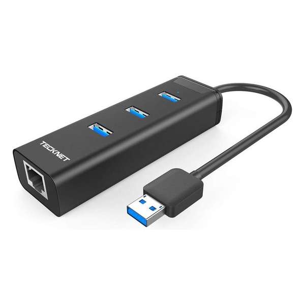 Tecknet USB 3.0 HUB 3 poort | met 10/100/1000 Gigabit Ethernet LAN bedrade Netwerk Adapter USB 3.0 to RJ45