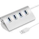 USB splitter - USB hub -  Hoge snelheid 5 Gbps 4 Poorten USB 2.0 HUB Draagbare aluminium USB-splitter, ondersteuning 2TB