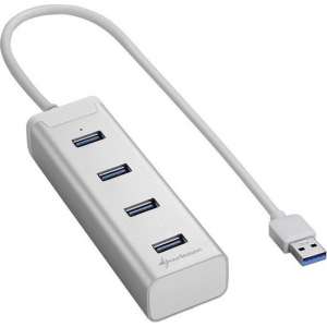 Sharkoon 4 Port USB 3.0 zilver Aluminium